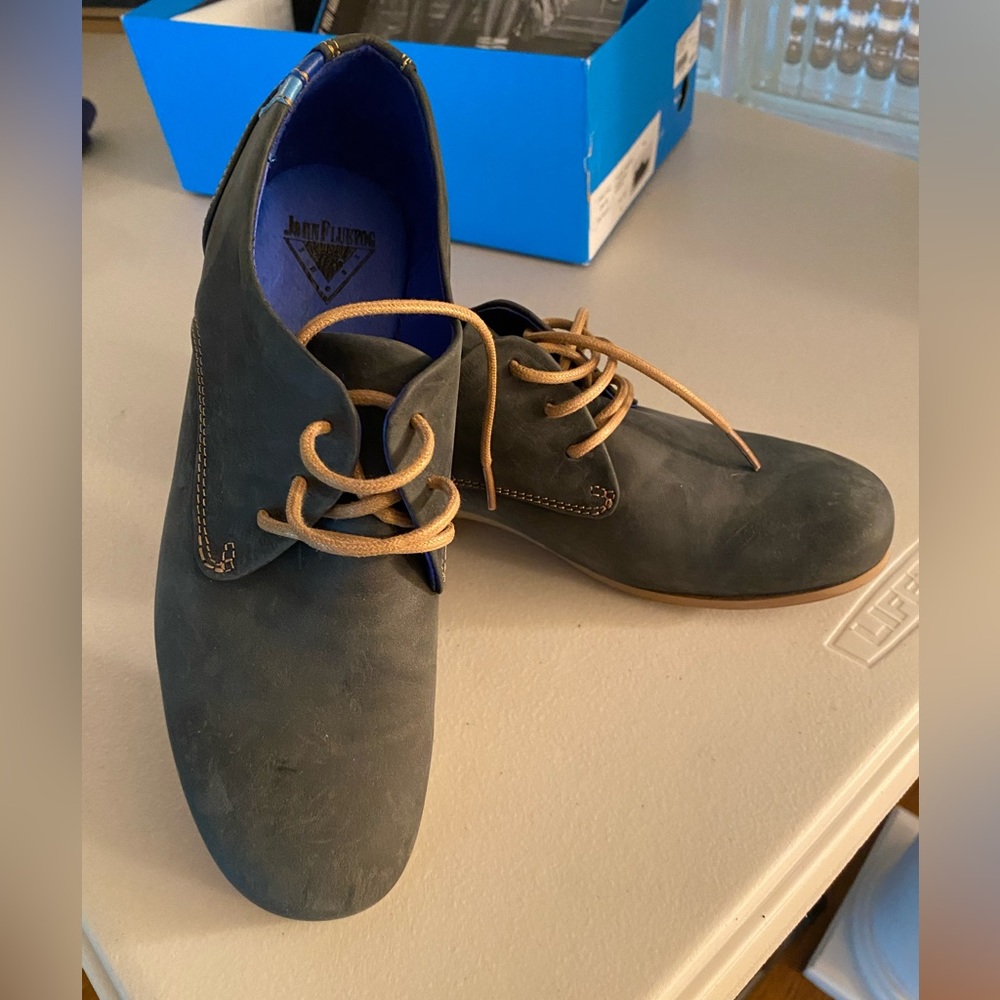 John Fluevog shoes, blue, size 6, brand new